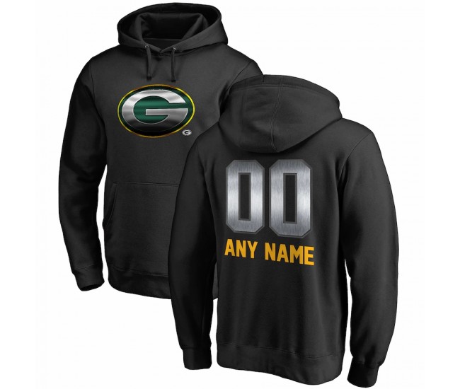 Green Bay Packers Men's NFL Pro Line by Fanatics Branded Black Personalized Midnight Mascot Pullover Hoodie