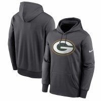 Green Bay Packers Men's Nike Heathered Charcoal Primary Logo Therma Performance Pullover Hoodie