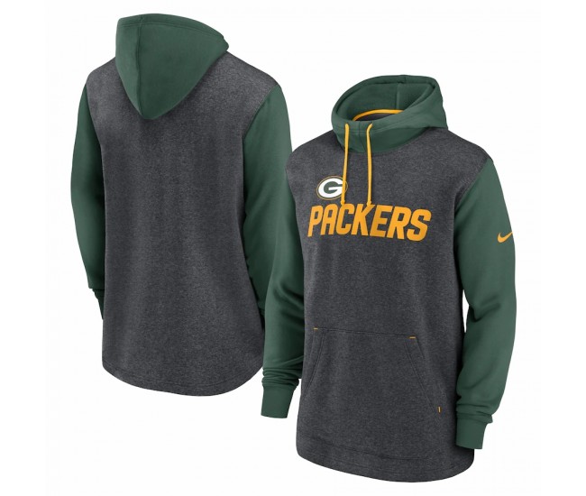 Green Bay Packers Men's Nike Heathered Charcoal/Green Surrey Legacy Pullover Hoodie