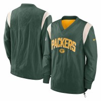 Green Bay Packers Men's Nike Green Sideline Athletic Stack V-Neck Pullover Windshirt Jacket