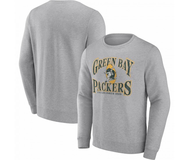 Green Bay Packers Men's Fanatics Branded Heathered Charcoal Playability Pullover Sweatshirt