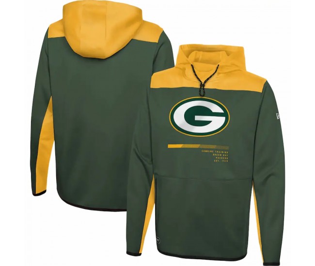 Green Bay Packers Men's New Era Green Combine Authentic Hard Hitter Pullover Hoodie