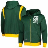 Green Bay Packers Men's New Era Green Combine Authentic Drop Back Full-Zip Hoodie