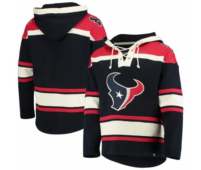 Houston Texans Men's '47 Navy/Red Lacer V-Neck Pullover Hoodie