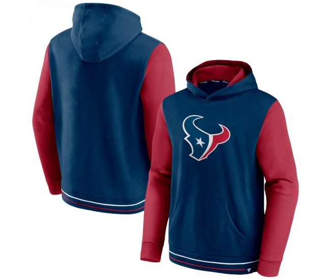 Fanatics Branded Houston Texans Navy/Red Block Party Pullover Hoodie