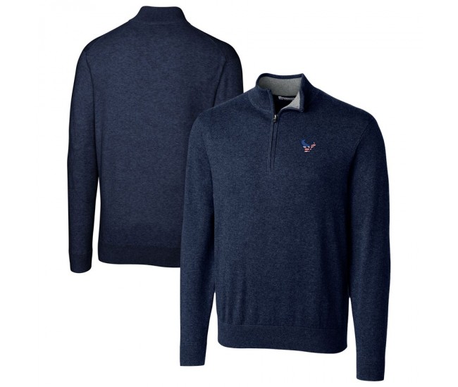Houston Texans Men's Cutter & Buck Navy Lakemont Quarter-Zip Pullover Sweater