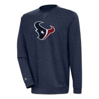 Houston Texans Men's Antigua Heathered Navy Reward Chenille Pullover Crewneck Sweatshirt
