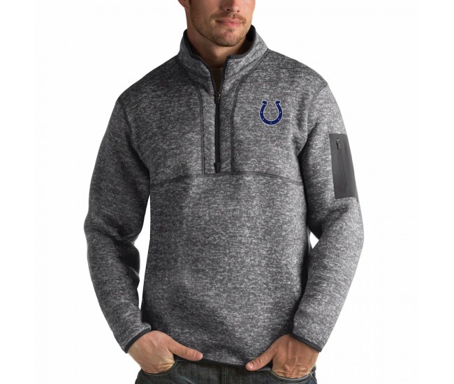 Indianapolis Colts Men's Antigua Charcoal Fortune Quarter-Zip Pullover Jacket
