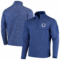 Indianapolis Colts Men's Antigua Heathered Royal Fortune Quarter-Zip Pullover Jacket