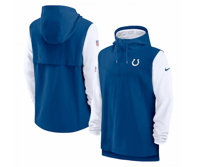Indianapolis Colts Men's Nike Royal/White Sideline Player Quarter-Zip Hoodie