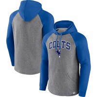 Indianapolis Colts Men's Fanatics Branded Heathered Gray/Royal By Design Raglan Pullover Hoodie