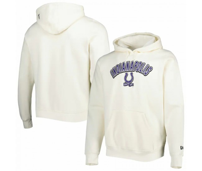 Indianapolis Colts Men's New Era Cream Sideline Chrome Pullover Hoodie