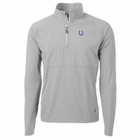 Indianapolis Colts Men's Cutter & Buck Gray Adapt Eco Knit Hybrid Recycled Quarter-Zip Raglan Jacket