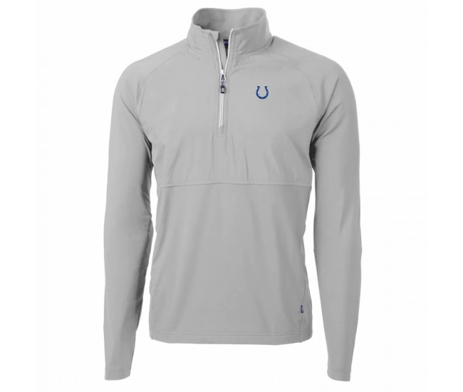 Indianapolis Colts Men's Cutter & Buck Gray Adapt Eco Knit Hybrid Recycled Quarter-Zip Raglan Jacket