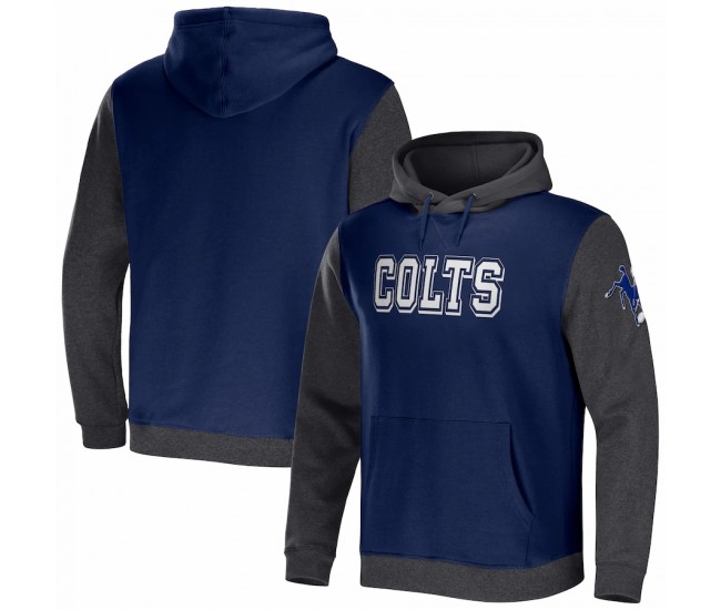 Indianapolis Colts Men's NFL x Darius Rucker Collection by Fanatics Navy/Heather Charcoal Colorblock Pullover Hoodie
