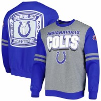 Indianapolis Colts Men's Mitchell & Ness Heather Gray All Over 2.0 Pullover Sweatshirt