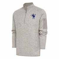 Indianapolis Colts Men's Antigua Oatmeal Throwback Fortune Quarter-Zip Pullover Jacket
