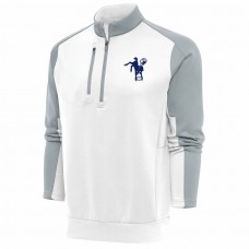 Indianapolis Colts Men's Antigua White/Silver Team Logo Throwback Team Quarter-Zip Pullover Top