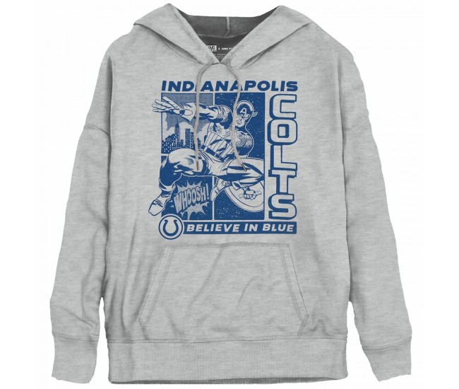 Indianapolis Colts Men's Junk Food Heather Gray Marvel Captain America Pullover Hoodie