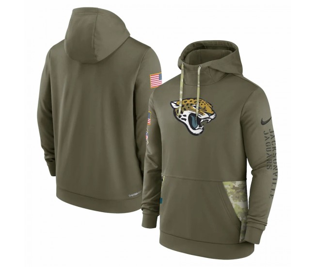 Jacksonville Jaguars Men's Nike Olive 2022 Salute to Service Therma Performance Pullover Hoodie