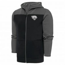 Jacksonville Jaguars Men's Antigua Steel/Charcoal Metallic Logo Protect Full-Zip Hoodie