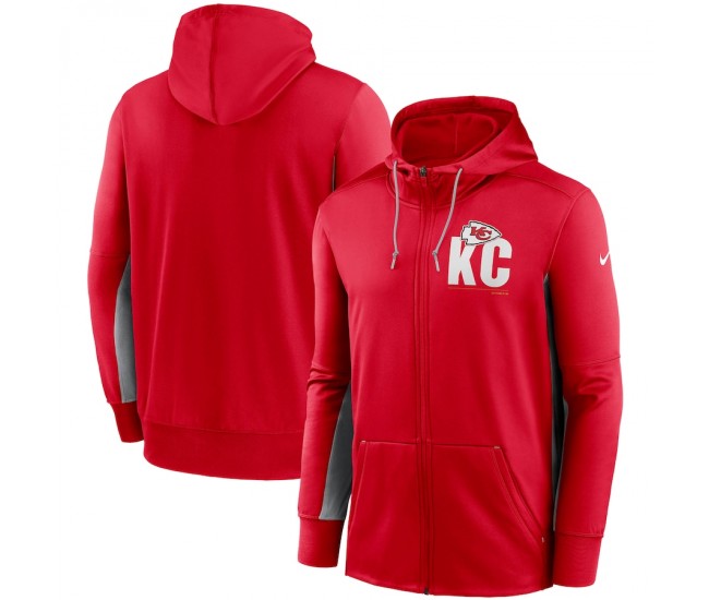 Kansas City Chiefs Men's Nike Red/Gray Mascot Performance Full-Zip Hoodie