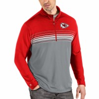 Kansas City Chiefs Men's Antigua Red/Gray Pace Quarter-Zip Pullover Jacket