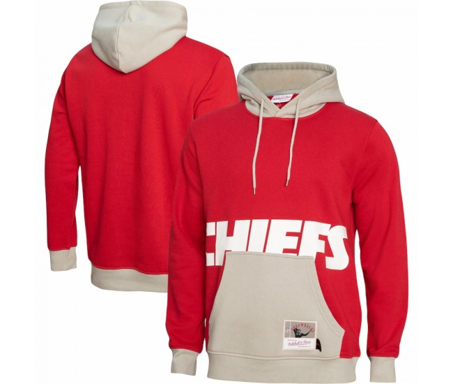 Kansas City Chiefs Men's Mitchell & Ness Red Big Face 5.0 Pullover Hoodie