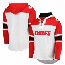 Kansas City Chiefs Men's '47 Heather Gray Gridiron Lace-Up Pullover Hoodie