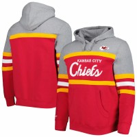 Kansas City Chiefs Men's Mitchell & Ness Red/Heathered Gray Head Coach Pullover Hoodie