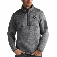 Las Vegas Raiders Men's Antigua Charcoal Fortune Quarter-Zip Pullover Jacket