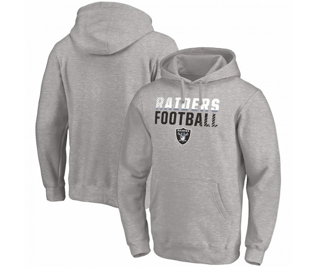 Las Vegas Raiders Men's Fanatics Branded Heather Gray Fade Out Fitted Pullover Hoodie