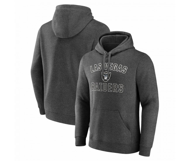 Las Vegas Raiders Men's Fanatics Branded Heather Charcoal Victory Arch Team Fitted Pullover Hoodie
