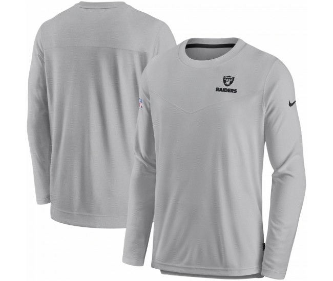 Las Vegas Raiders Men's Nike Gray Sideline Lockup Performance Long Sleeve T-Shirt