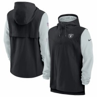 Las Vegas Raiders Men's Nike Black/Silver Sideline Player Quarter-Zip Hoodie Jacket