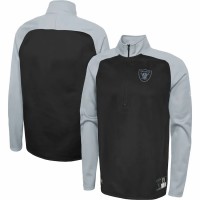 Las Vegas Raiders Men's New Era Black Combine Authentic O-Line Raglan Half-Zip Jacket