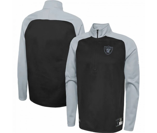 Las Vegas Raiders Men's New Era Black Combine Authentic O-Line Raglan Half-Zip Jacket