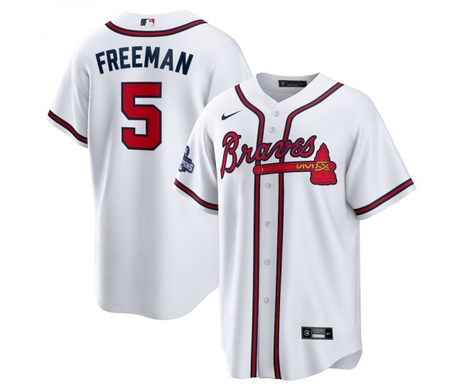 Atlanta Braves Freddie Freeman Men's Nike White 2021 World Series Champions Patch Replica Player Jersey