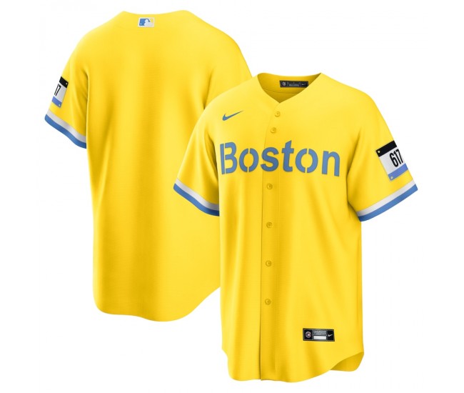 Boston Red Sox Men's Nike Gold/Light Blue 2021 City Connect Replica Jersey