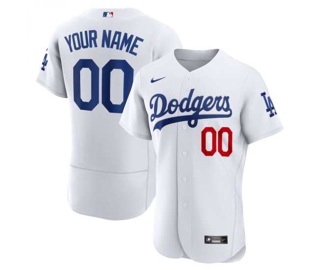 Los Angeles Dodgers Men's Nike White Home Authentic Custom Patch Jersey