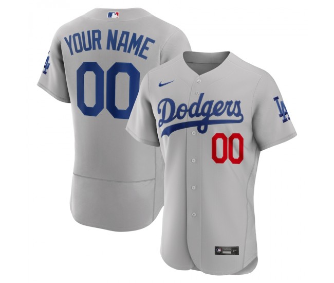  Los Angeles Dodgers Men's Nike Gray Alternate Authentic Custom Patch Jersey