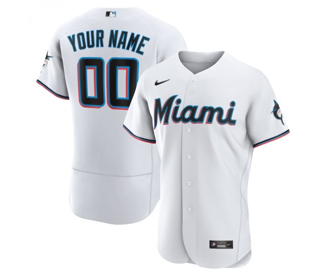 Miami Marlins Men's Nike White Home Authentic Custom Jersey
