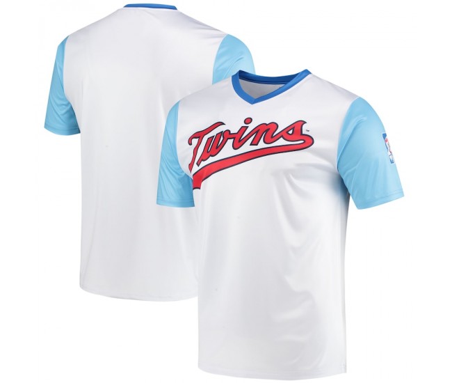 Men's Minnesota Twins Stitches White Cooperstown Collection Wordmark V-Neck Jersey