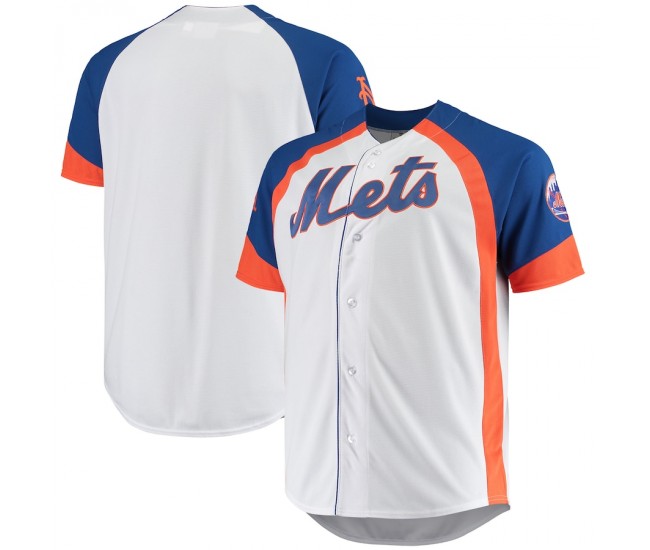 Men's New York Mets White/Royal Big & Tall Colorblock Full-Snap Jersey