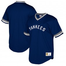 New York Yankees Men's Mitchell & Ness Navy Big & Tall Cooperstown Collection Mesh Wordmark V-Neck Jersey