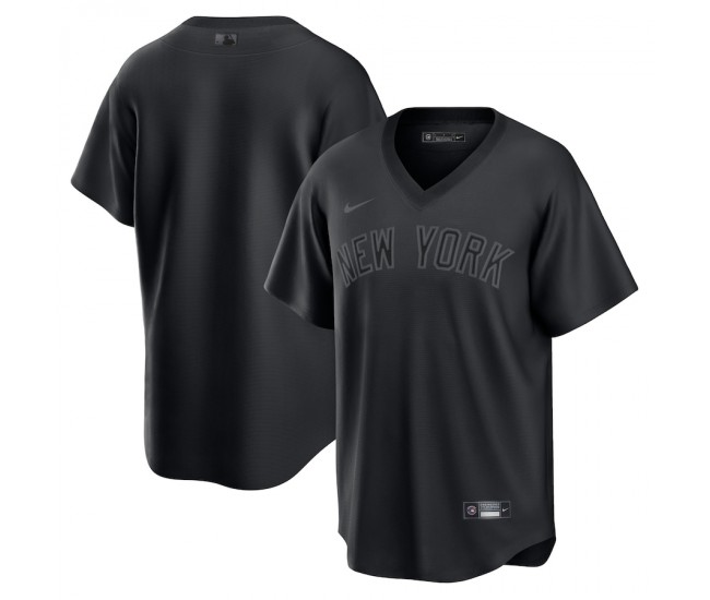 New York Yankees Men's Nike Black Pitch Black Fashion Replica Jersey
