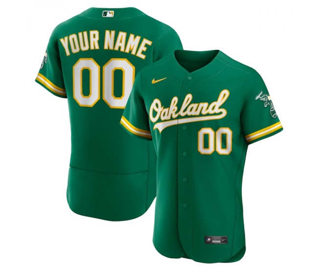 Oakland Athletics Men's Nike Kelly Green Alternate Authentic Custom Jersey