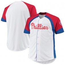 Men's Philadelphia Phillies White/Red Big & Tall Colorblock Full-Snap Jersey
