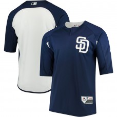 Men's San Diego Padres Majestic Navy/White Authentic Collection On-Field 3/4-Sleeve Batting Practice Jersey
