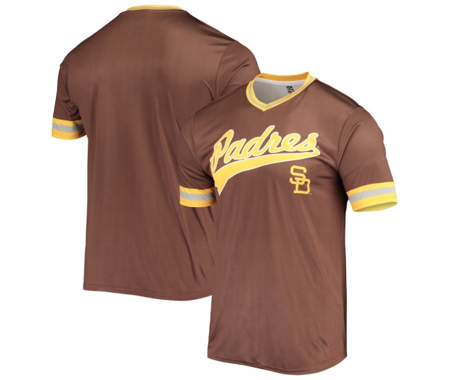 Men's San Diego Padres Stitches Brown/Yellow Cooperstown Collection V-Neck Team Color Jersey